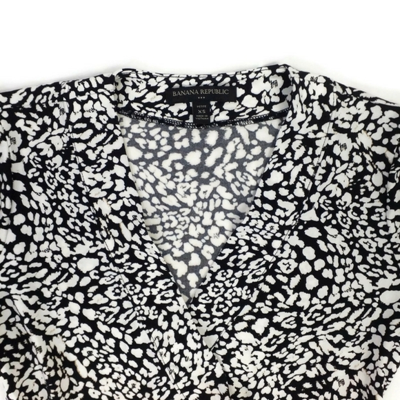 Banana Republic Factory Black White V-Neck Long Sleeve Wrap Dress Women XSP - Picture 4 of 14